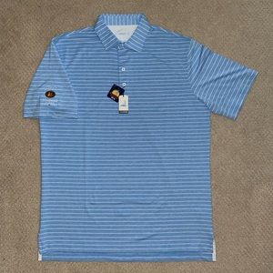 Men’s Johnnie-O Polo with Tito’s vodka logo on sleeve